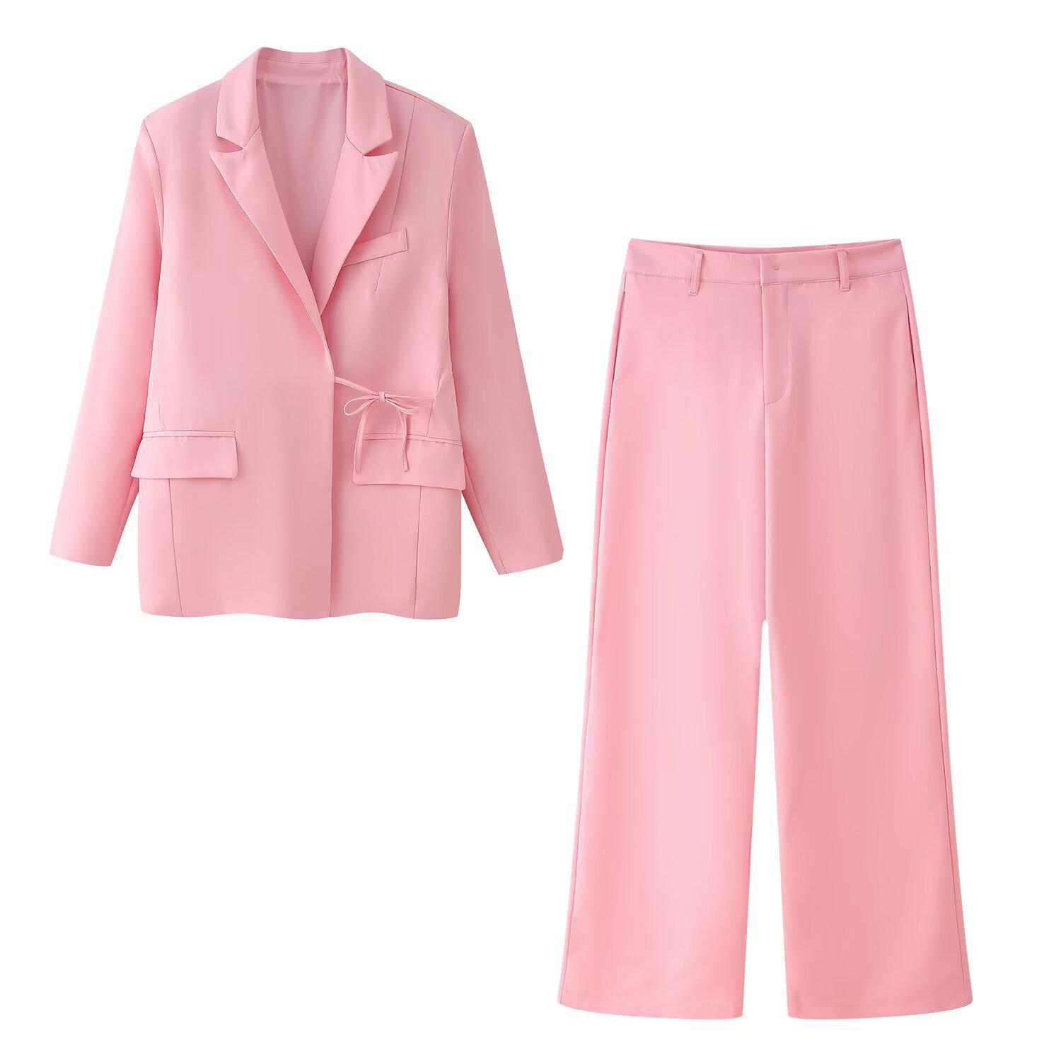 

Spring 2025 Women s Shoulder Pad Blazer & Straight-Leg Pants Set S