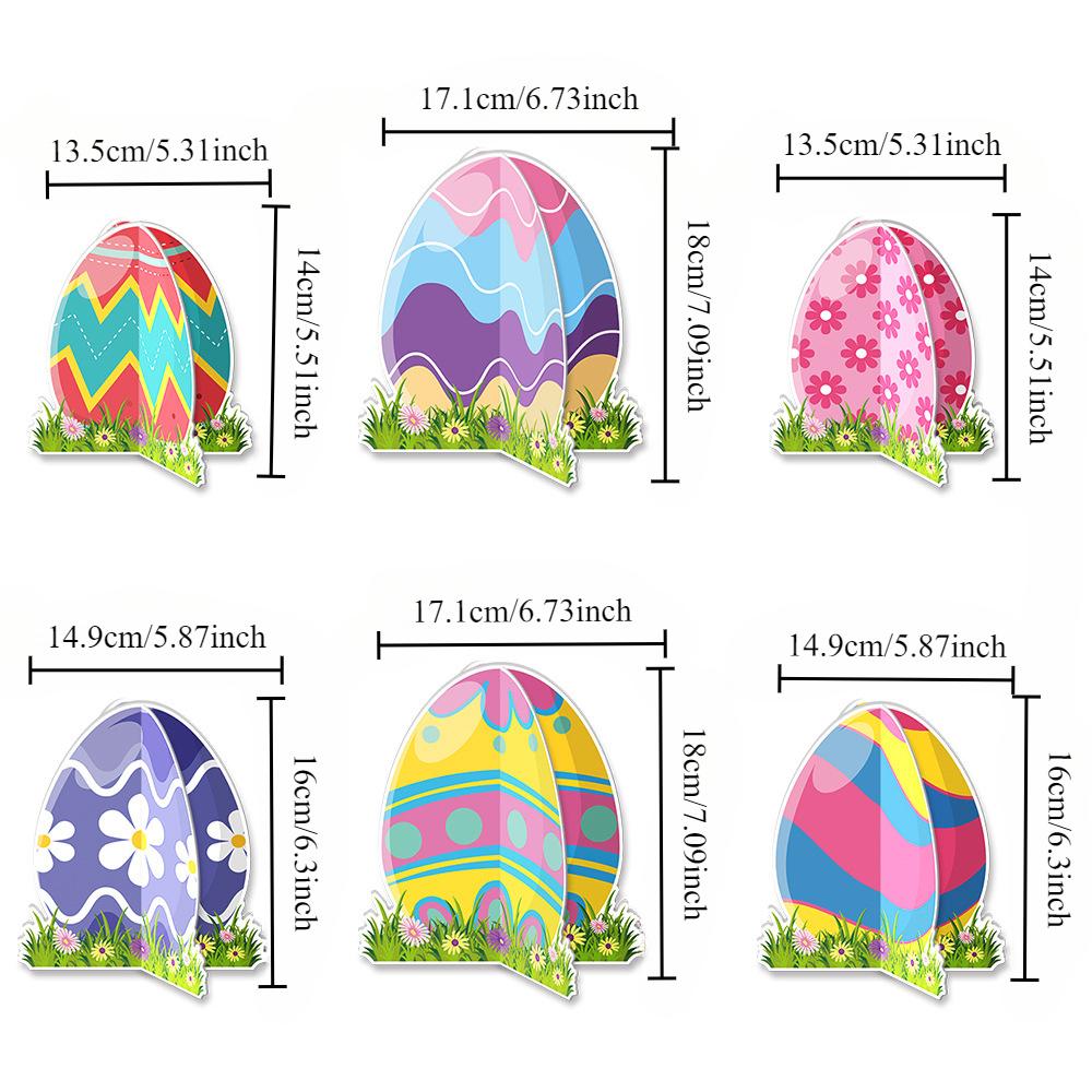 6pcs Easter Paper Easter Egg Three-dimensional Decoration, Desktop Decoration, for Rabbit Carnival, Parties, Home Decoration.