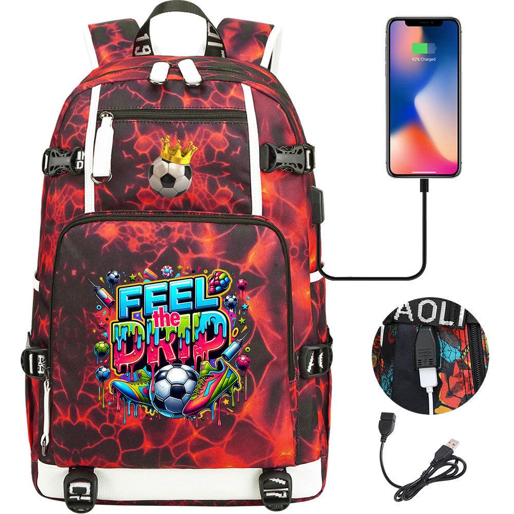 2026 Sports Soccer USB Large Capacity Backpack for Middle High School Students Travel Unisex