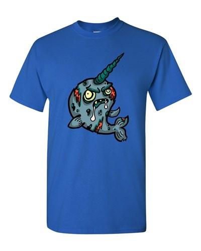 Zombie Narwhal Undead Animals Devil Monster Horror Adult DT T-Shirt Tee S