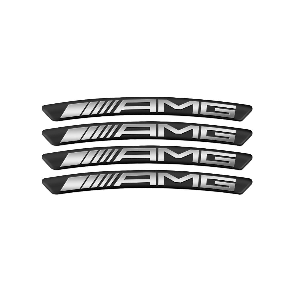 

For AMG W140 W168 W169 W176 W177 GLS GLB EQC CLS SLK A200 GLK A260 4Pcs 3D Aluminum Car Wheels Rims Stickers Auto Accessories