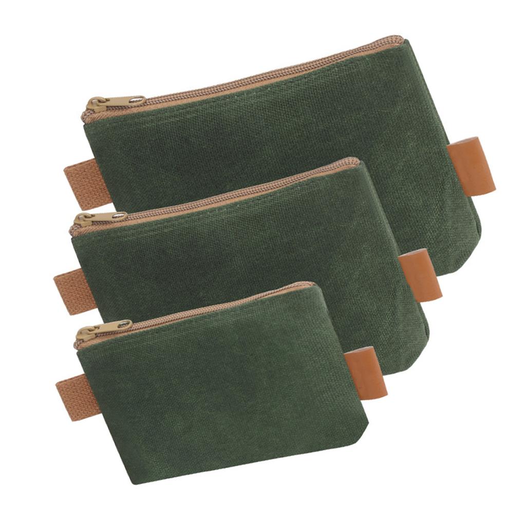 3 Piece Tool Bag Set Multipurpose Waxed Canvas Zippered Tool Pouches Storage Organizers for Hardware Storage Solution