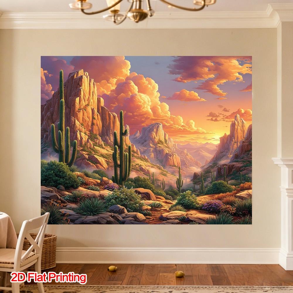 2D flat sunset desert scenery photography background cloth suitable for home garden use polyester
