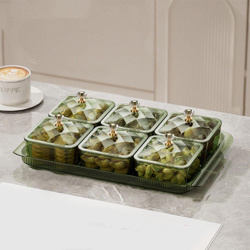 Dustproof Dried Fruit Tray Plastic Divided Serving Dishes Creative Snack Dessert Tray  Living Room