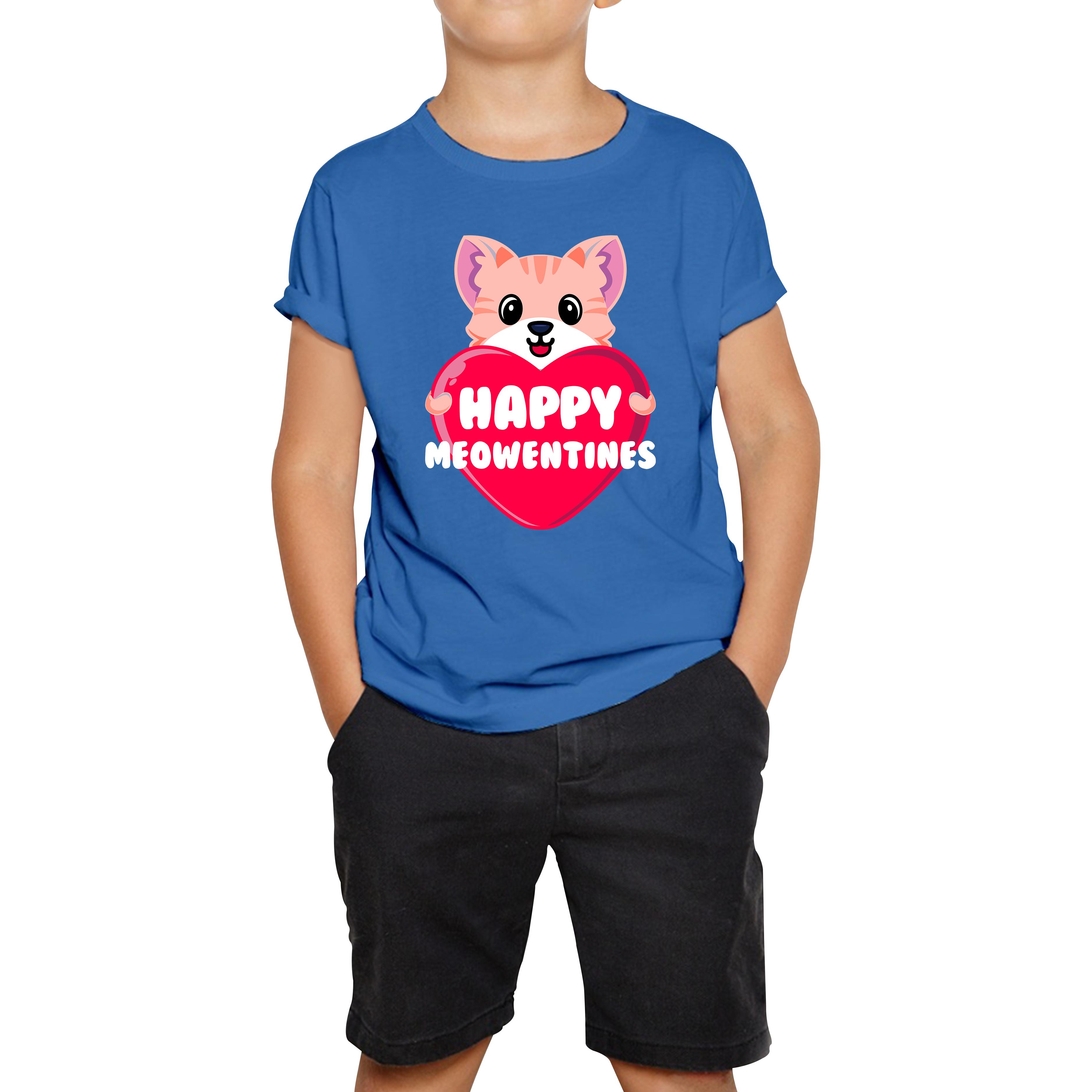 Happy Meowentines Meowy Valentine Funny Cute Cat Lover Valentine Day Kids Tee 140
