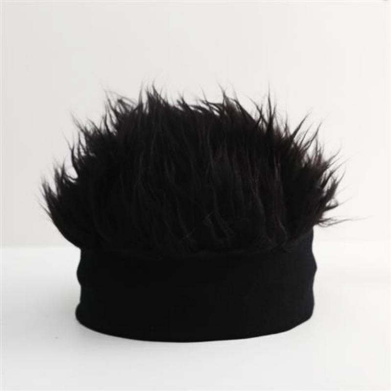 Autumn And Winter Integrated Wig Hat Male Landlord Hat Plush Retro Street Spoof Brimeless Hipster Knitted Trendy Brand