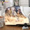 Přikrývka s koňským cvalem Zvířecí flanelové přikrývky 3D Art Decor potisk přikrývky Bílá přikrývka na přikrývku koně Rozkládací pohovky Přehoz přikrývky