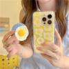 Funny Cute Egg Magnetic Stand Phone Case For iPhone 16 Pro 15 13 14 Pro Max Cover Korean Lovely Shockproof Cases for Magsafe