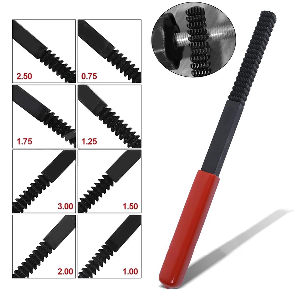 Metric Thread Repair File 0.75mm To 3.0mm Thread Repair Tool For Repair Damaged External Threads On Studs, Screws