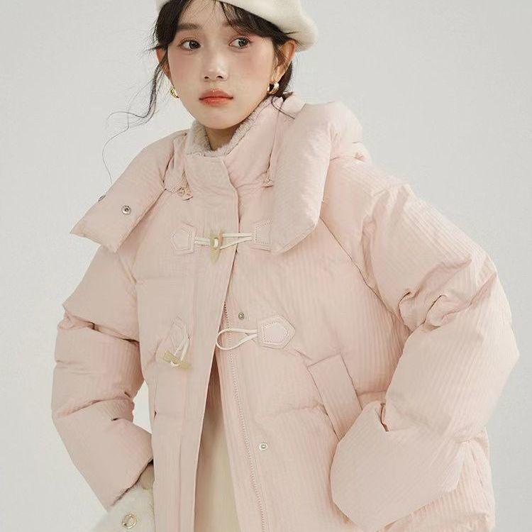 Cotton clothes women's short down cotton-padded clothes women's three-proof warm horn buckle small coat tide