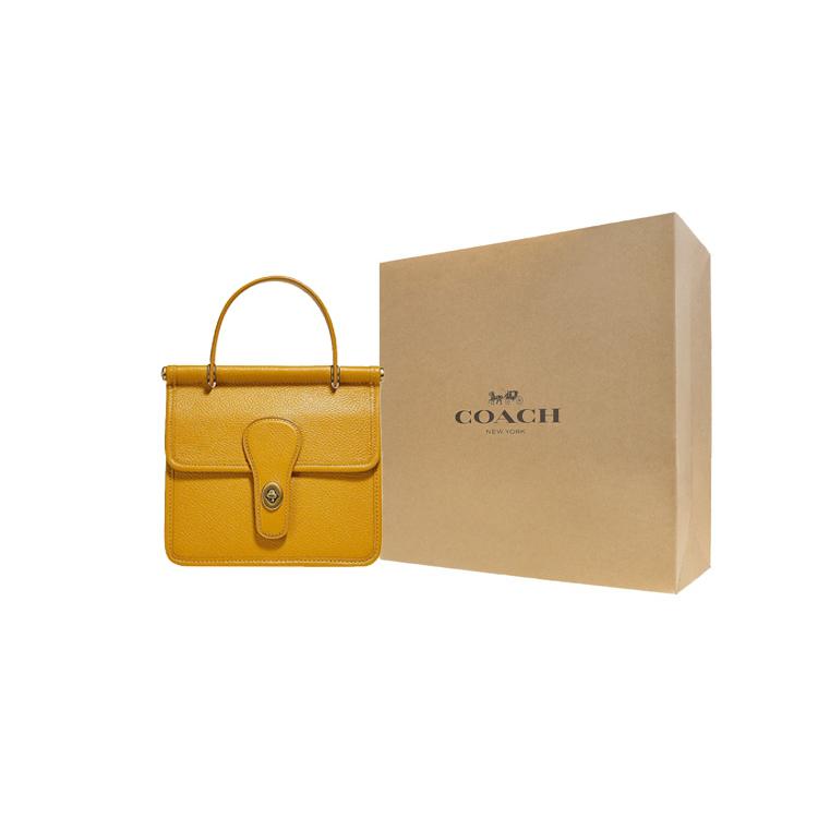 New COACH Willis Pebbled Leather Handbag Shoulder Bag Crossbody Bag Small Size Women's Yellow 5888-B4LQT