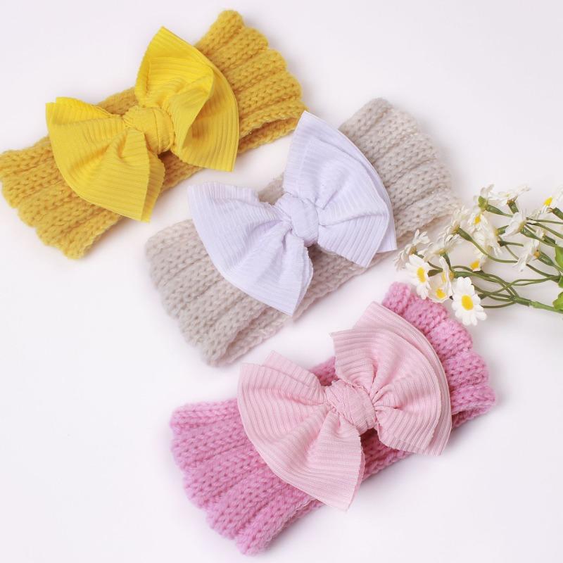 New Baby Warm Headband Winter Model, Cute Children's Creative Bow Wide Edge Headscarf, Baby Headband