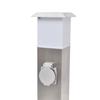 VidaXL Garden Bollard Electric 2 Sockets Stainless Steel with Outdoor Lamp 41238
