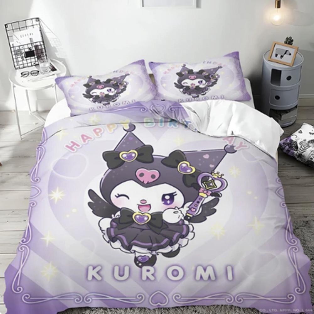 Kuromi Quilt Cover Cartoon Cute Sanrio Duvet Printed Comforter Polyester Bedding Twin Size Children Gift Various Sizes