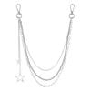 Viral trends Fashion Punk Hip Hop Silver Hollow Chain CCB Beaded Stars Pendant Waist Chain Trouser Chain