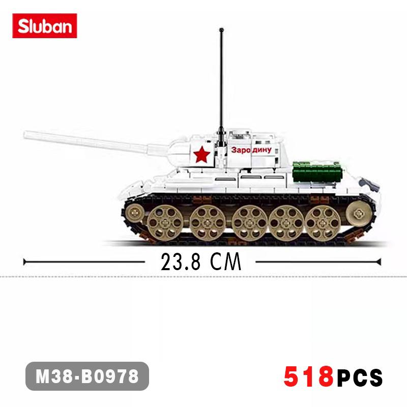 518SZT 0978 II Wojna Światowa Czołg T-34/85 Model Klocki Zimowa Kontratak Światowa Armia Żołnierz Dzieci Klocki Zabawka