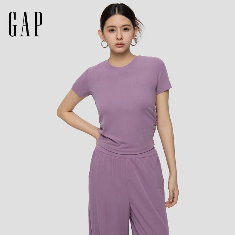 GAP Women s Logo Embroidered Pleated Knit T-Shirt 165/88A