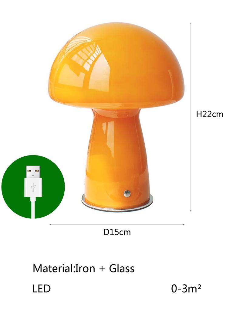 Tri-colour USB plug corded modern LED mushroom light for camping, dining, bedside home décor ambient lighting