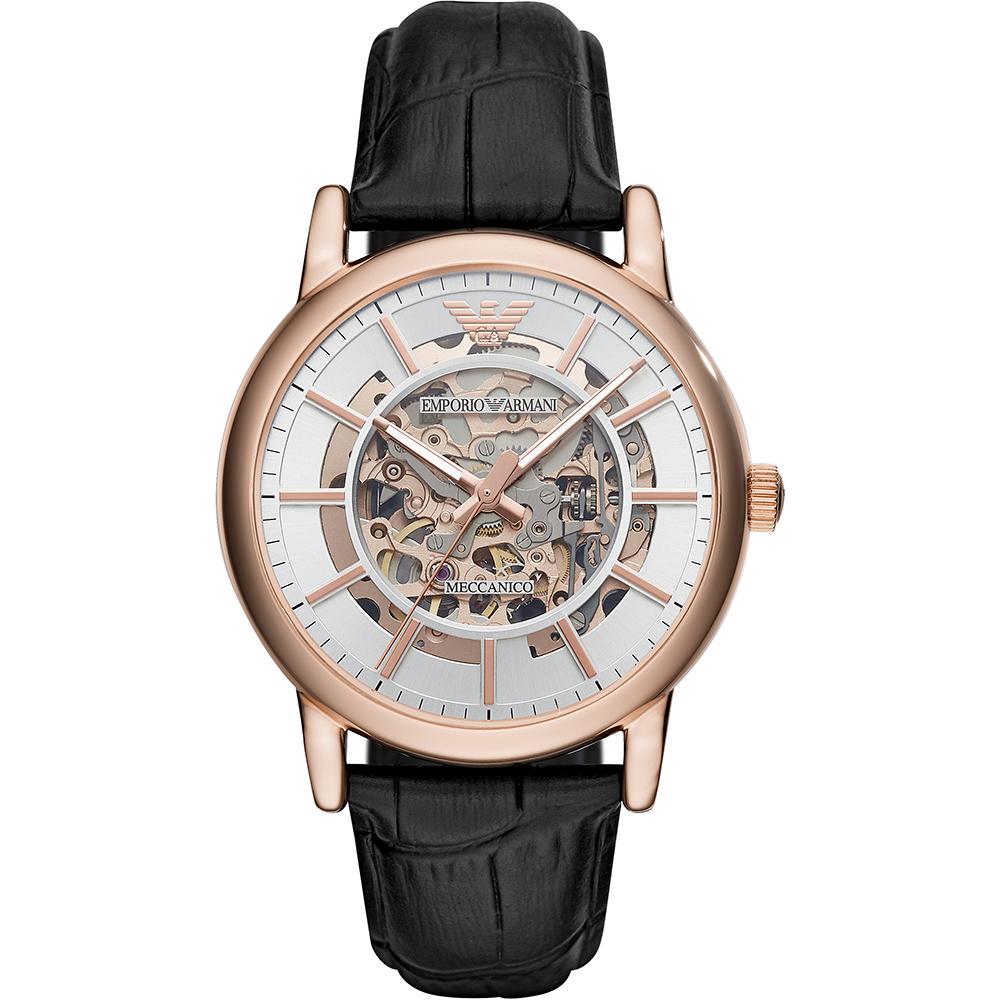 

Emporio Armani Luigi Silver Dial Black Leather Automatic Men s Watch AR60007 серебряный