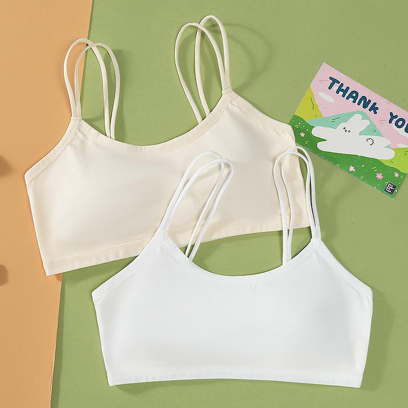 Breathable Girls' Cotton Sports Bandeau with Fixed Cups