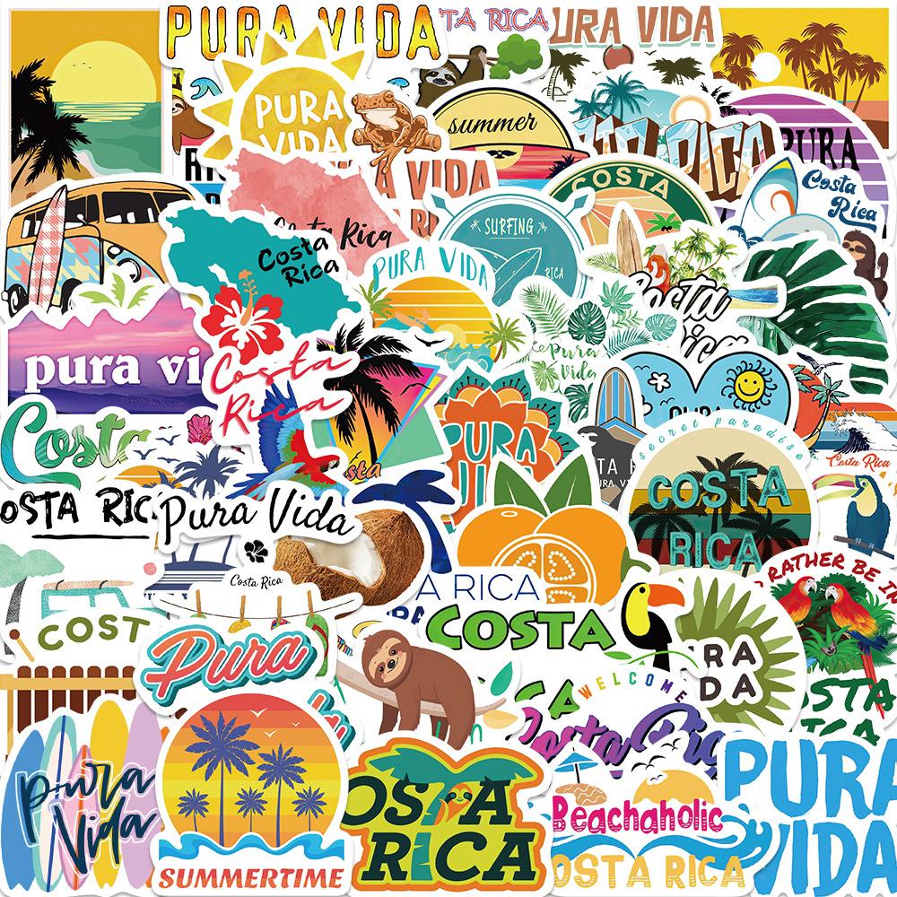 50 Costa Rican Stickers Decorate Suitcase Notebook Waterproof Guitar Removable Without Repeating DIY Stickers