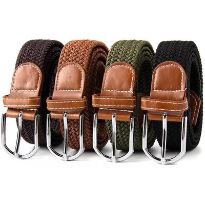 New Elastic Cotton Belt with Alloy Buckle for Children & Men – Versatile Braided Design