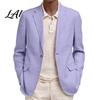 Polyester Single Button Coat Men Casual Blazer Notch Lapel Suit Jacket Structured Daily Wear Jacket Business for Wedding Office Layering Pieces