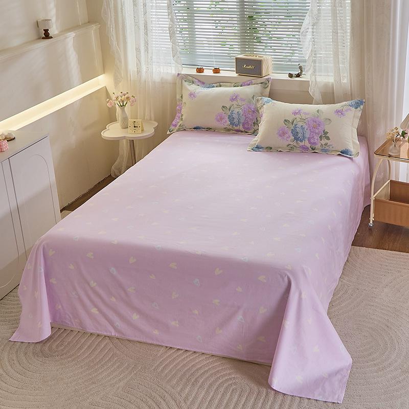 Simple Cotton Bed Sheet for Double Bed - Suitable for Summer & Student Dormitory, 40 Count, All Seasons