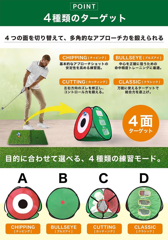 Rete da Golf Pieghevole per Allenamento in Nylon per Allenamento di Avvicinamento Custodia per Palline Adatta per Allenamento dello Swing all'Aperto Rete da Golf [SUNKAZU] Rete, 4 Lati