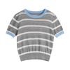 Chuyu Women's Lyocell Retro Stripe Short-Sleeve Knit Top