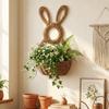 Hand Woven Bunny Flower Basket Handmade Bunny Basket Wreath Easter Bunny Basket  Wall Decoration