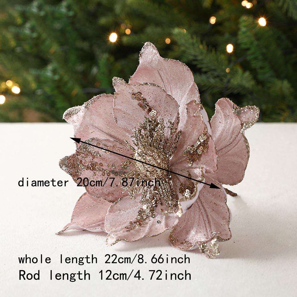 1 Stück Dreidimensionale Weihnachtsblume Golden High-End Simulation Weihnachtsbaumschmuck Blume Pailletten Flanell Dekoration