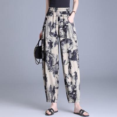 Pantaloni da donna Harem estivi casual a vita alta vintage taglie forti