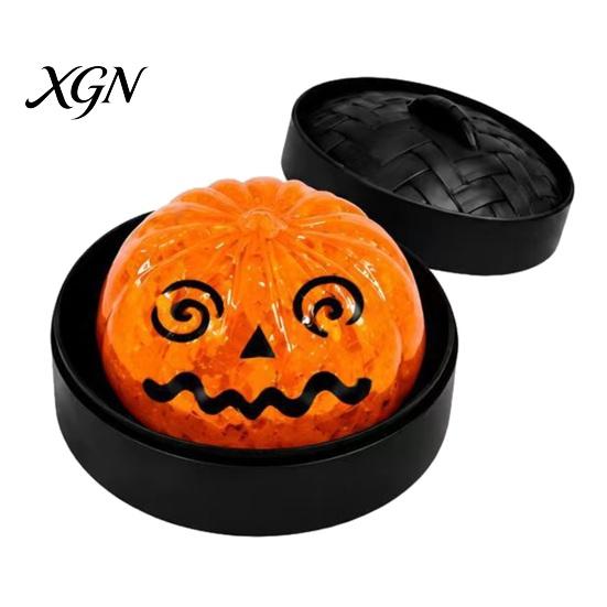 Soft Stress Balls Halloween Relief Dumpling Toy with Steamer, Glitter Ball Fidget Toys Toy, Anxiety Relieving Steamed Bun Squeeze for Holiday