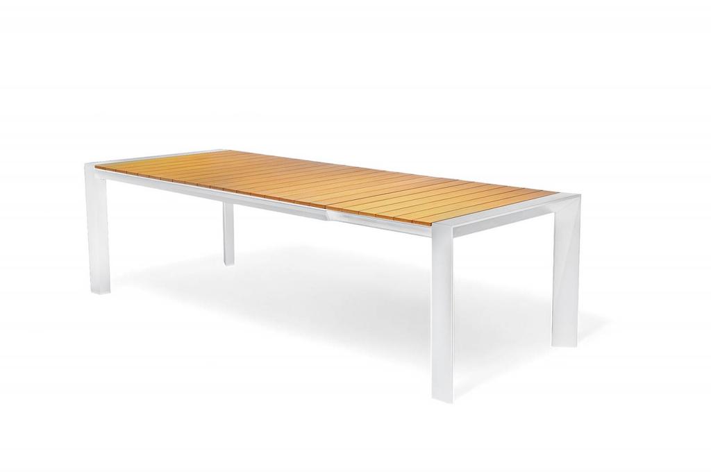 Rozkładany stół ogrodowy muro 200-320x100 zumm biały aluminium - teak homms