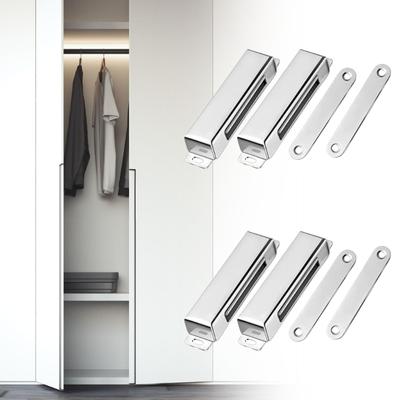 4 Stück Magnetische Schranktürfanghaken aus Edelstahl, Automatische Schließer für Kleiderschrank, Schrank, Küche, Badezimmer