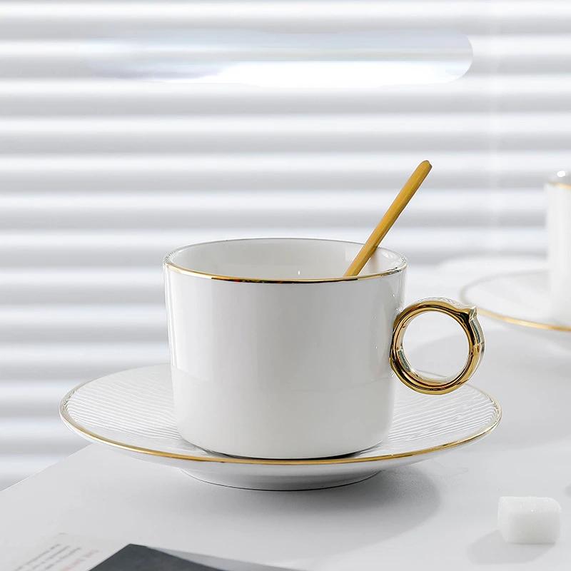 Phnom Penh Coffee Cups Disc Set Light Luxury Nordic Household Ceramic Mug Office Afternoon Tea Cup, Christmas Gift Couple Mug
