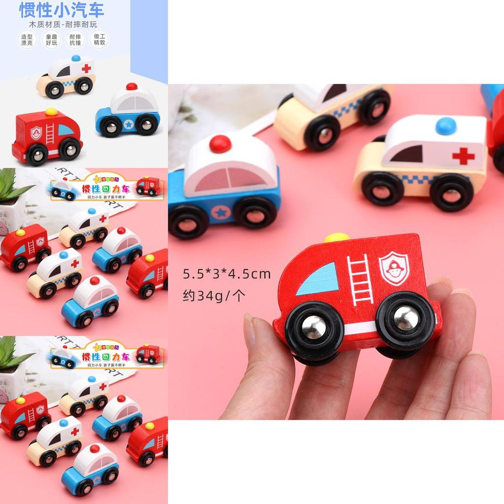 Wooden Emergency Vehicle Toy For Toddlers With Sliding Function For Early Learning And Parentchild Interaction