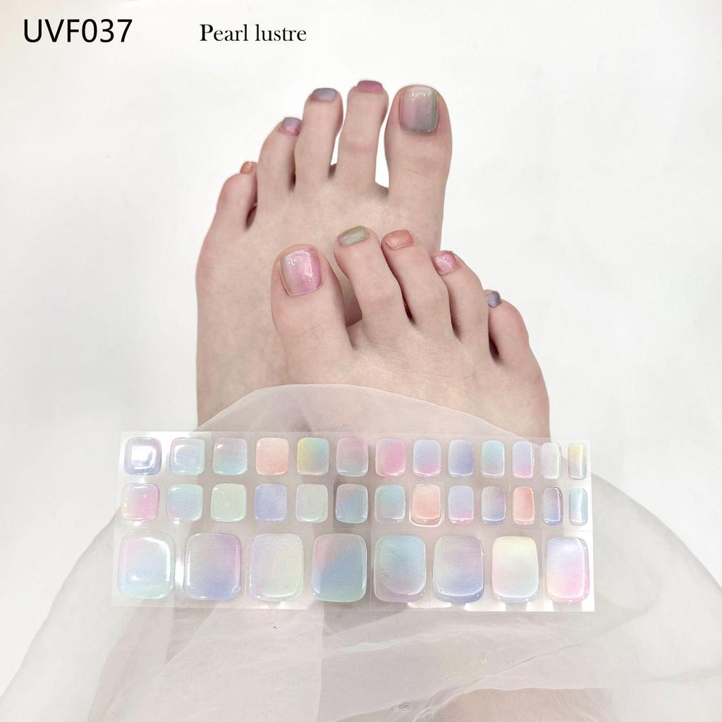 Gel Toe Nail Art Stickers - Semi-Cured UV Lamp Foot Nail Polish Stickers