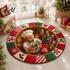 Indoor Christmas Rug 3D Round Rug, Optical Illusion Santa Claus Area 39 Holiday Decorative Inch Quilted-Like Floor Mat for Living Room Bedroom