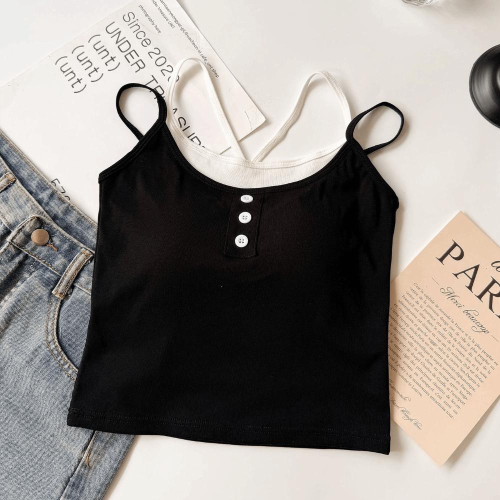 Sleeveless Stripe Corset With Chest Cushion Crop Tops Ins Fashion Stripe Camisole  Daily Black