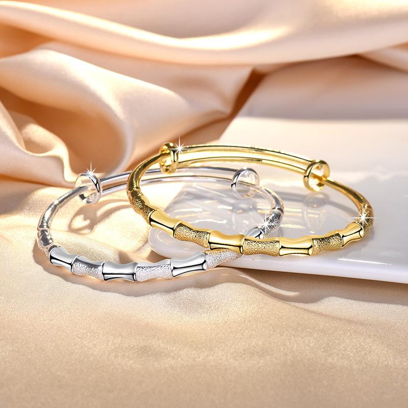 Bamboo Joint Push Pull Bracelet with Bone Carving, Step by Step Rising Design, Best Friend Jewelry for Women