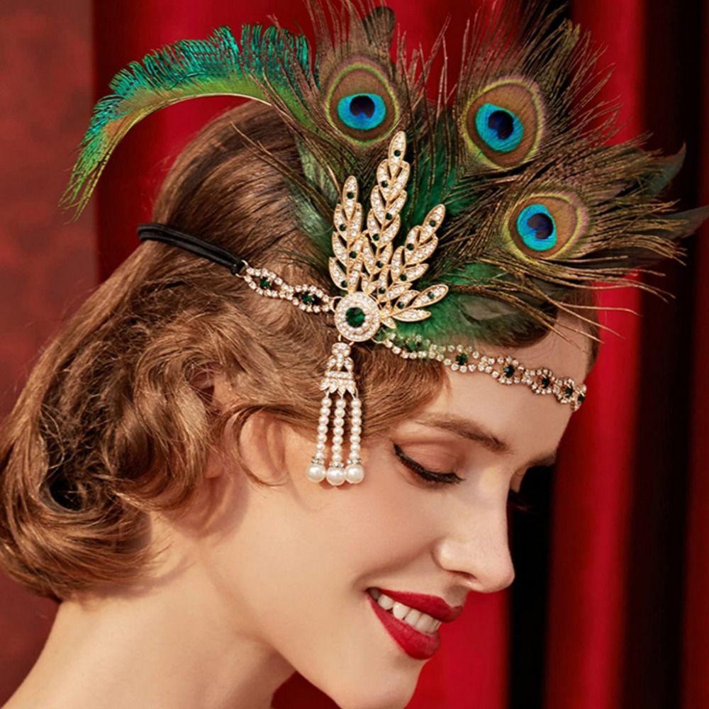 Elegant Feather Headband 1920s Headdress Trendy Hair Accessories  Stage Performance