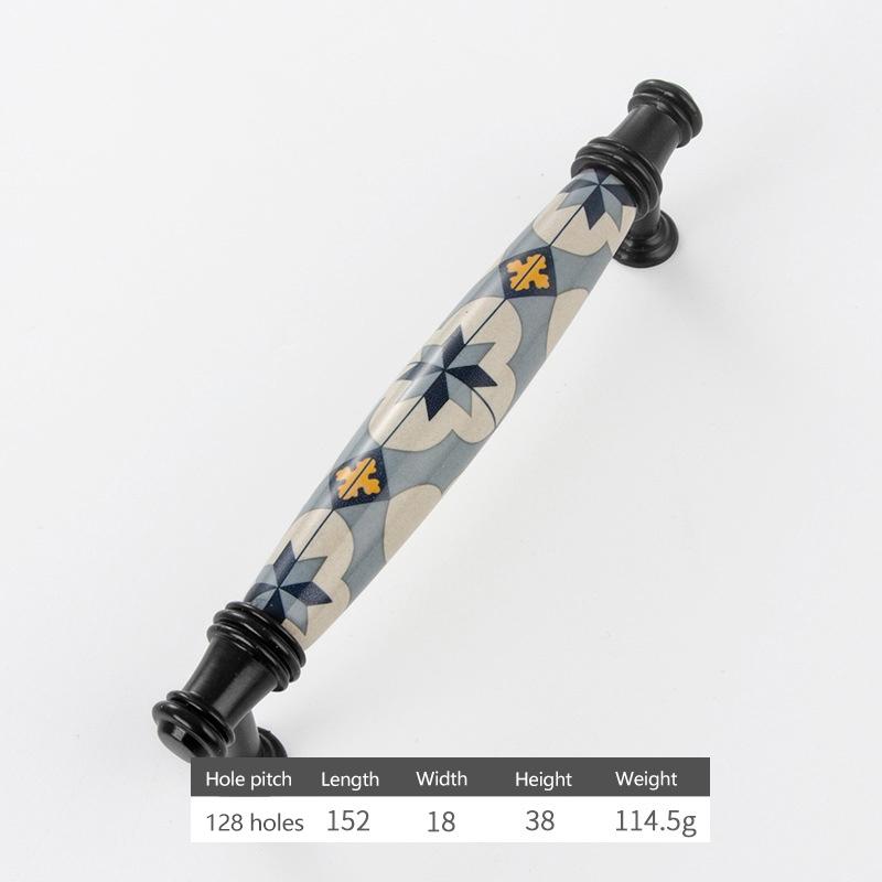 Nordic Style Blue Flower Ceramic Cabinet Pulls Non-slip Furniture Handles Knobs for Drawer Wardrobe Home Decor