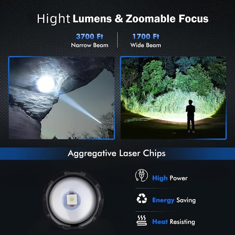 Multi Functional Rechargeable Flashlight,strong Light,telescopic Zoom,magnetic,with Side Light,suitable for Home,camping and Emergency Scenarios