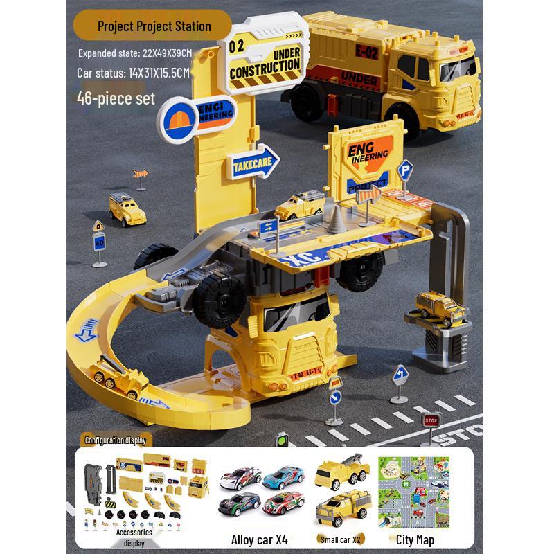 

Детский игровой набор «Трек и парковка»: Пожарная машина и полицейская машина для мальчиков 3-6 лет