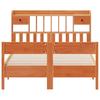 Solid Wood Bed with Shelf Without Mattress Wax Brown 135 x 190 cm