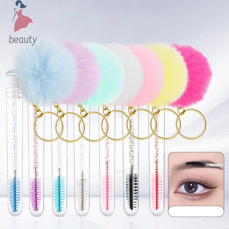 Dustproof Eyebrow Comb Beauty Tools Eyelash Brush Tube With Pompom Lash Extension Makeup Brush 11.5cm