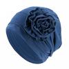 Turban Hat for Women, Side Flower Decor Head Wrap, Pure Color High Elasticity Turban Cap for Sensitive Scalp Postpartum Care Sleep