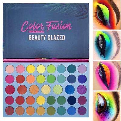 39 Pop Colors Matte Shimmer Eyeshadow Palette Highlighter Tinted Colorful Long-Lasting Waterproof Makeup Palette Cosmetic Metallic Colors Natural